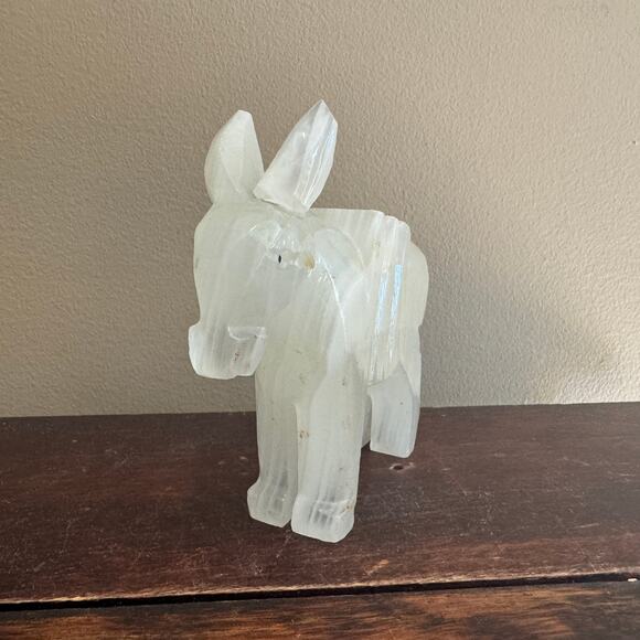 Vintage hand carved White Onyx Marble Donkey Mule Figurine READ - Picture 2 of 9